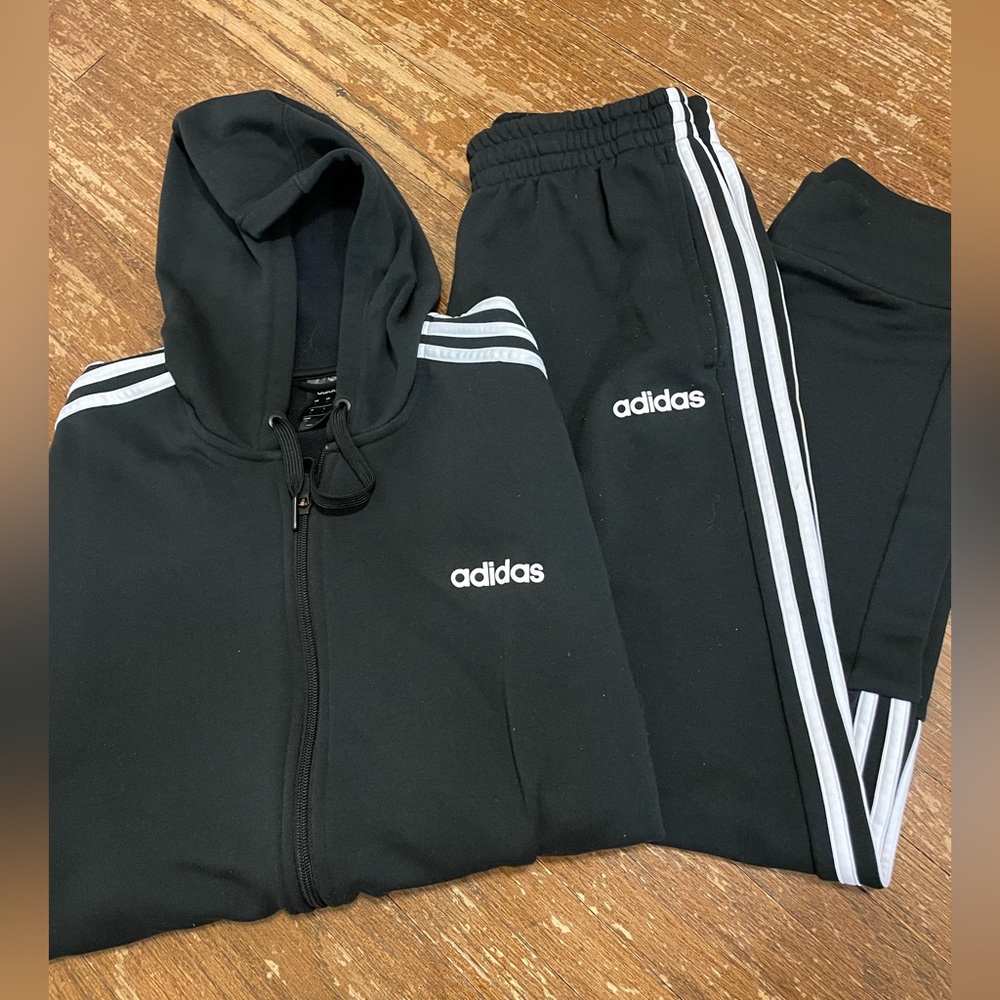 adidas zipper hoodie and athletic pant set